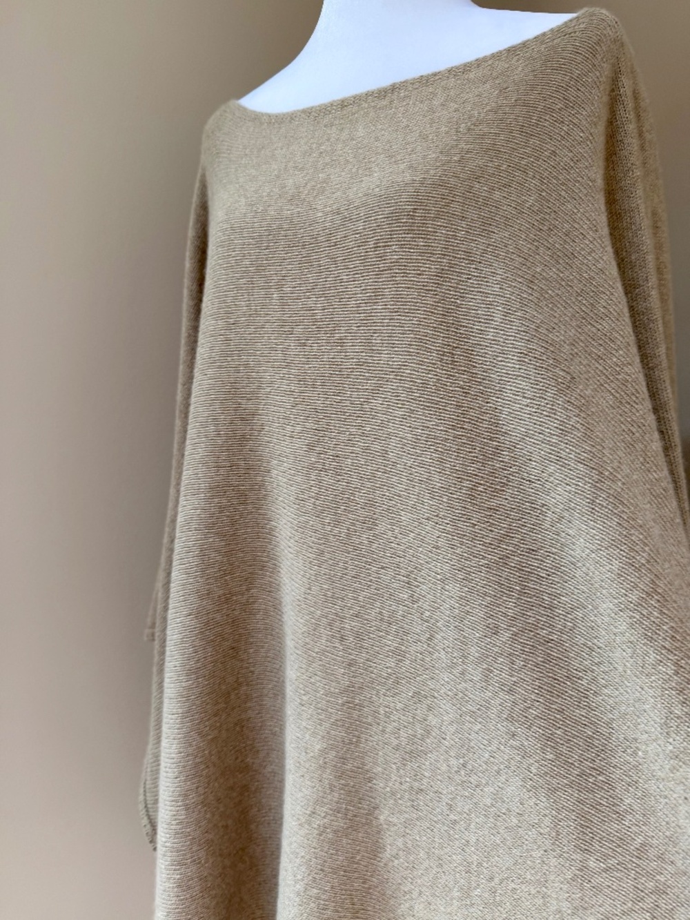 NWOT JAKI Elle Cashmere Wool Blend Poncho Mocha Made in Italy - Picture 6 of 8